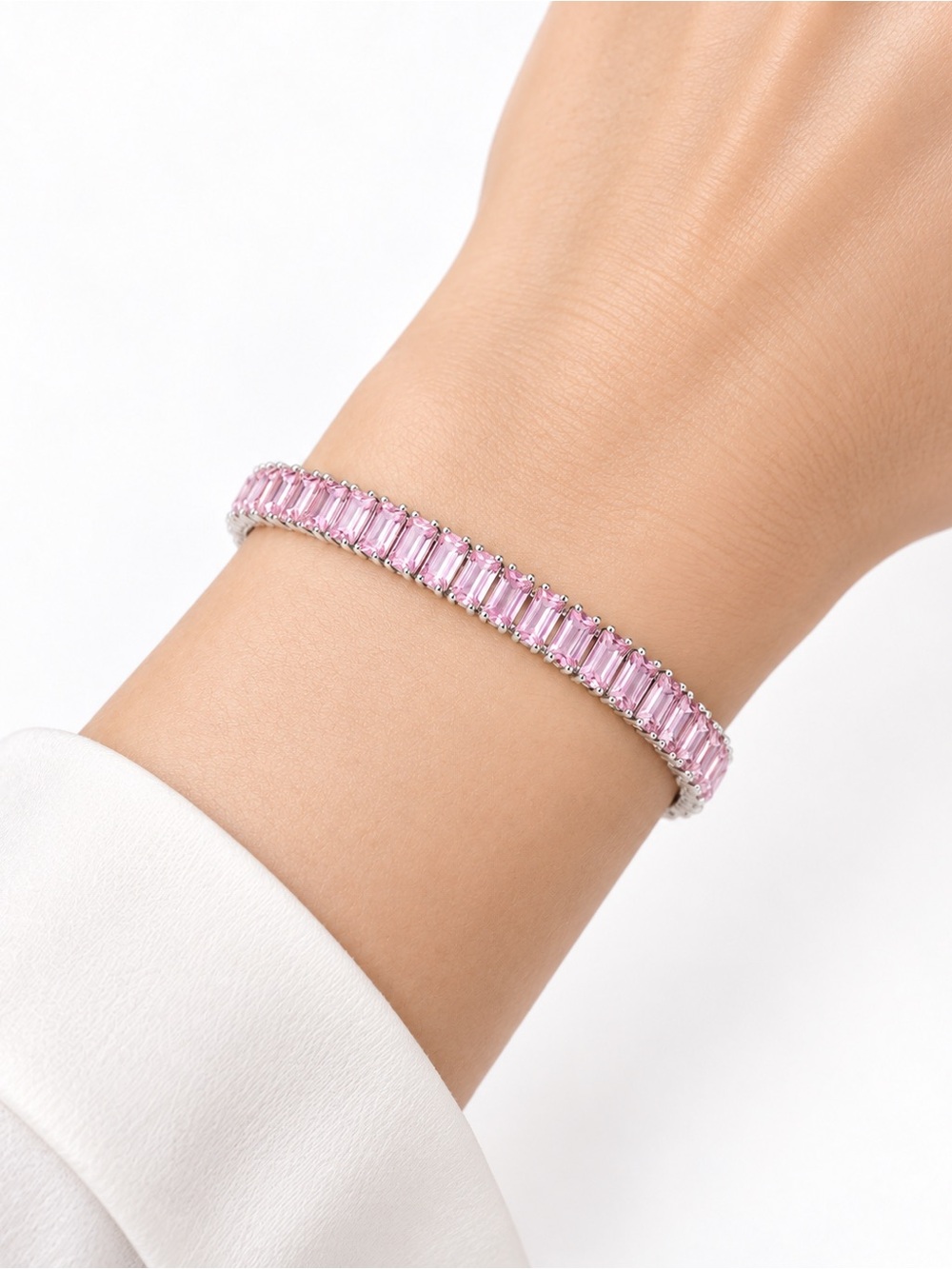Pink CZ baguette tennis bracelet NWOT